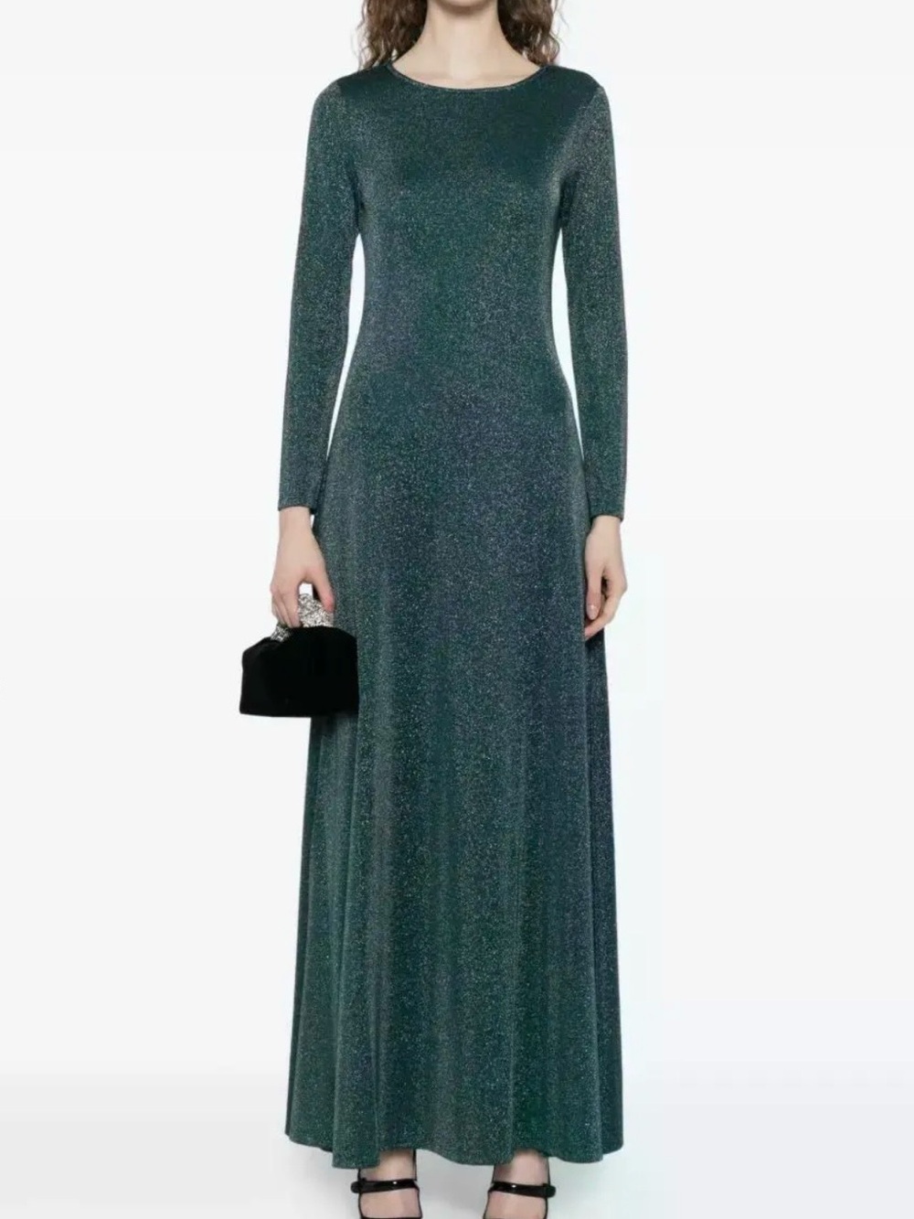 REFORMATION sz XL Kori Dress Long Sleeve Shimmer Teal Green Mermaid Sparkle